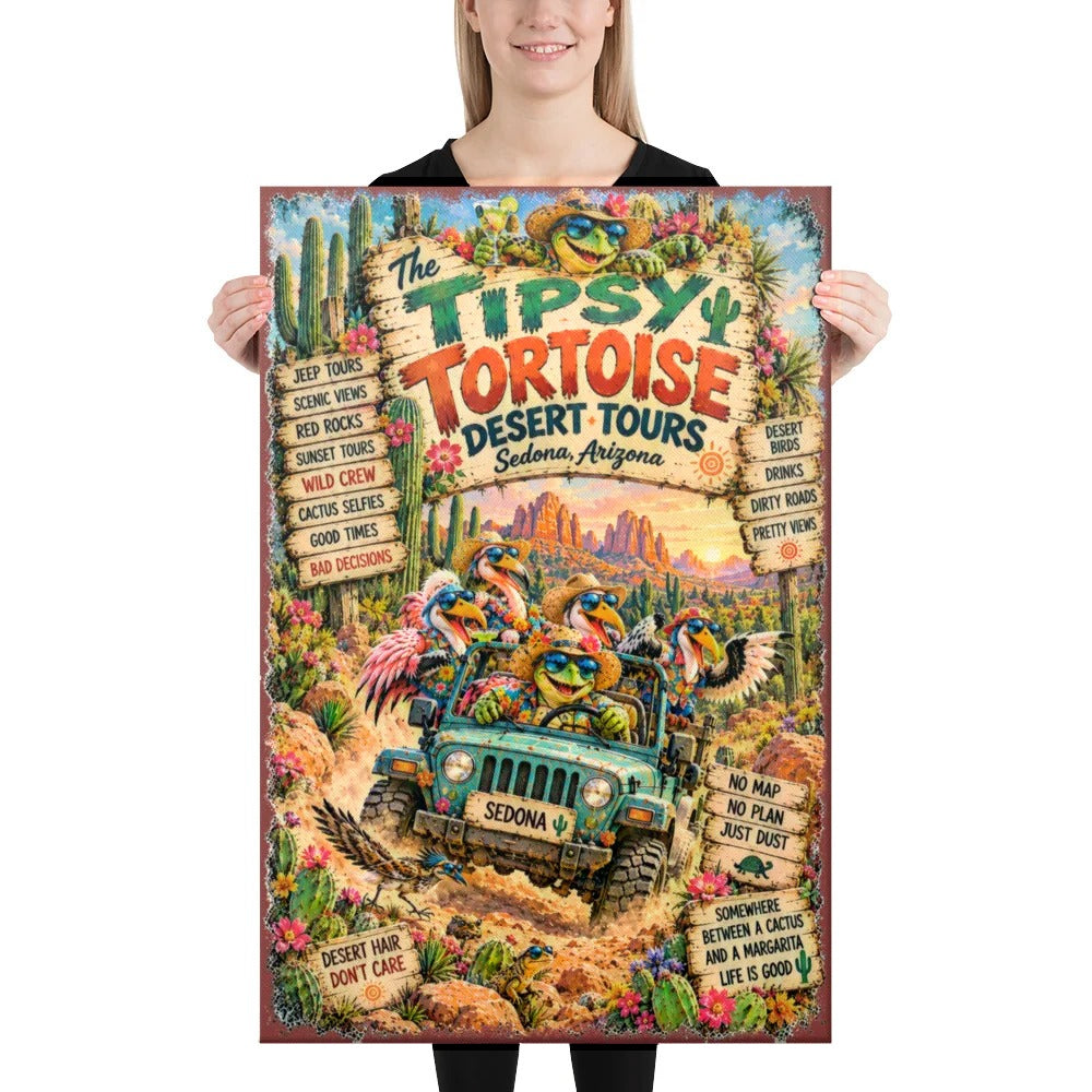 Tipsy Tortoise Desert Tours Canvas, 24x36