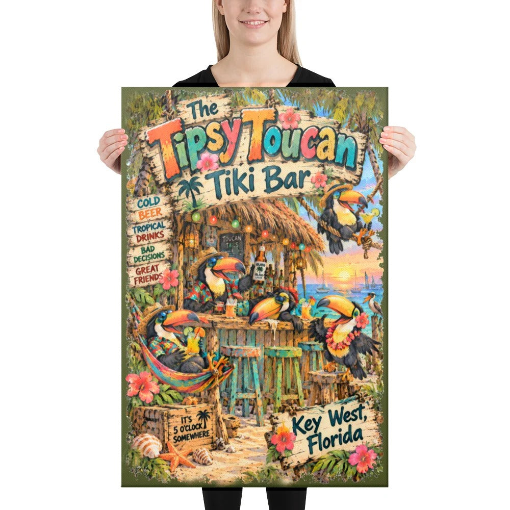 Tipsy Toucan Tiki Bar Canvas, 24x36