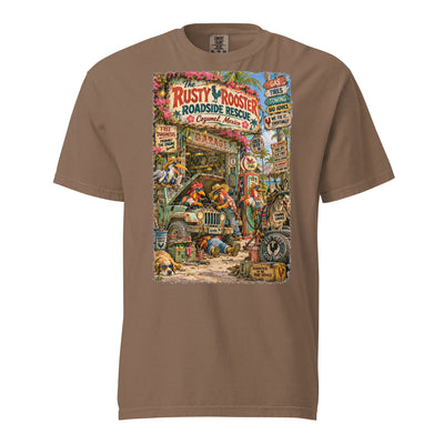 The Rusty Rooster Roadside Rescue t-shirt – original artwork by The Glass Tattoo Company