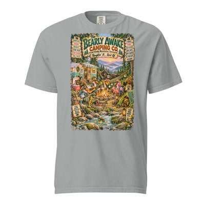 The Bearly Awake Camping Co. t-shirt – original artwork by The Glass Tattoo Company