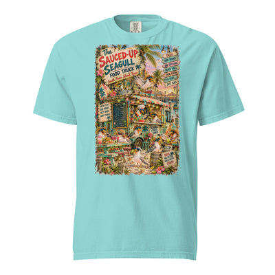 The Sauced-Up Seagull Food Truck t-shirt – original artwork by The Glass Tattoo Company