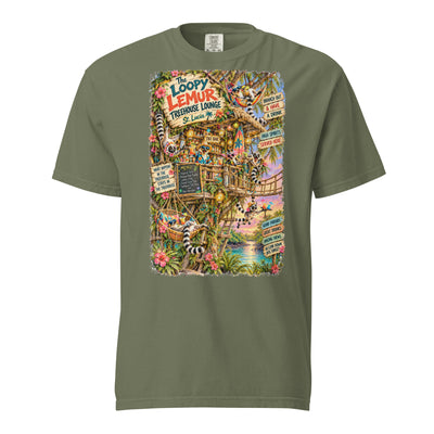 The Loopy Lemur Treehouse Lounge t-shirt – original artwork by The Glass Tattoo Company