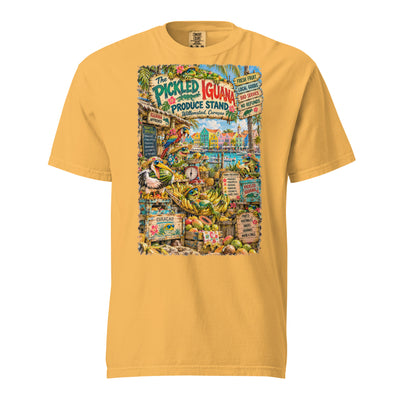 The Pickled Iguana Produce Stand t-shirt – original artwork by The Glass Tattoo Company