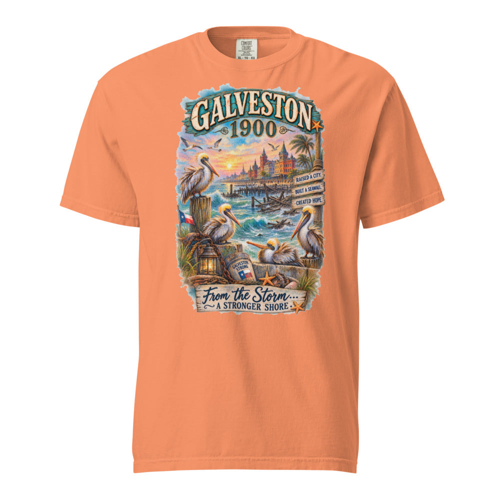 Galveston 1900 Storm design on Terracotta Comfort Colors 1717 T-shirt