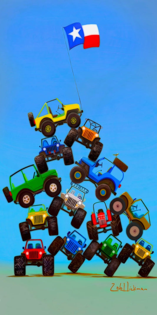 Zeb Hickmans - Stacked Jeeps - 10" Top - The Glass Tattoo Sign Company