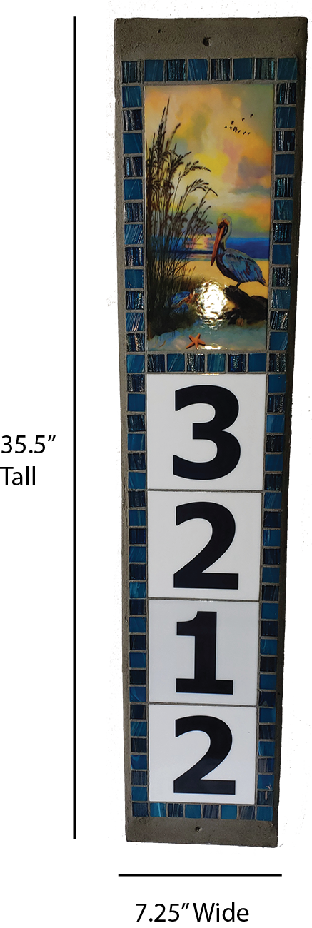 Sondra & Sammy with Aruba/Tidepool Border Tiles - The Glass Tattoo Sign Company