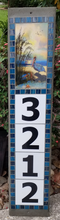 Beach Image of Pelican and Turtle with Tidepool borders vertically mounted. Measures 7.25" wide. Length as shown with 4 numbers is 36" high