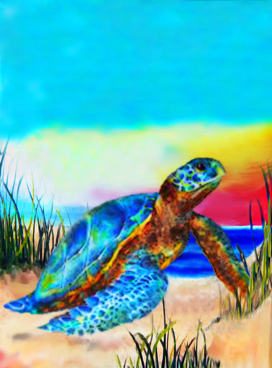 Turtle In the Dunes - 6.75" Top - The Glass Tattoo Sign Company