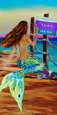 Mermaid Artist - 10" Top - The Glass Tattoo Sign Company