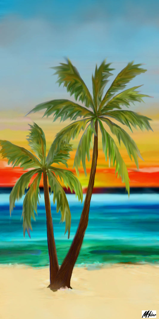 Twin Palms - 10" Top - The Glass Tattoo Sign Company